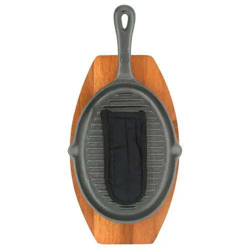 Cast iron Fajita Platter Cast Iron Ribbed Fajita Set